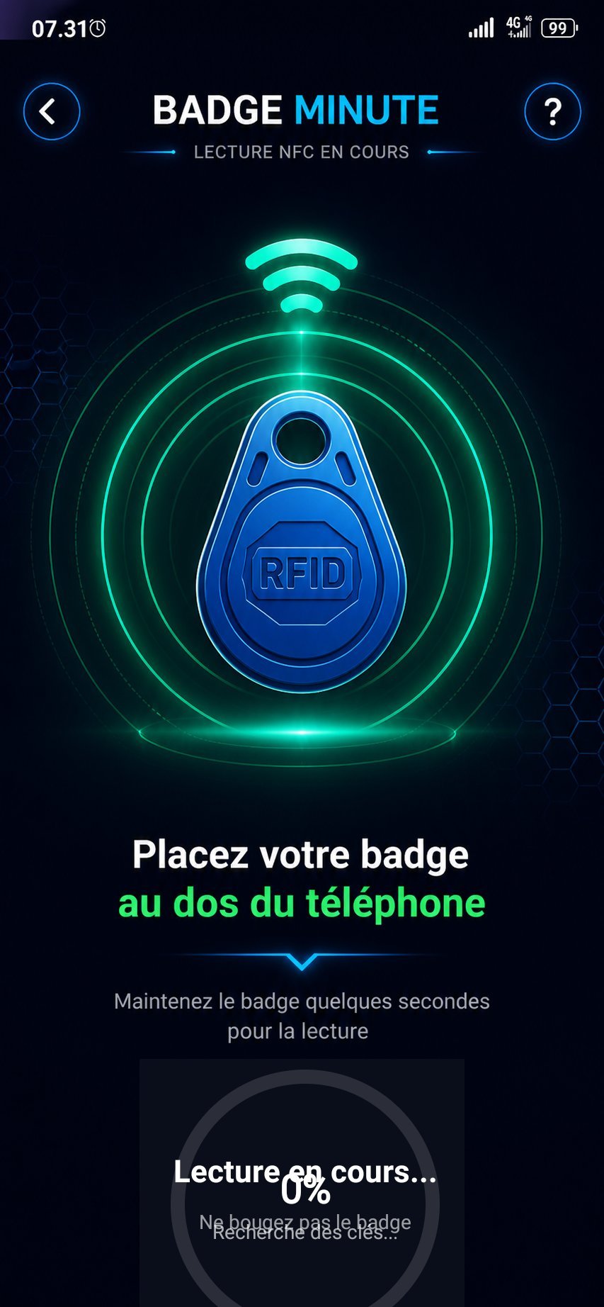 Application Badge Minute lecture NFC badge immeuble
